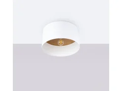 Sollux Lighting Plafón^Lámparas de techo Straylon escandinavo de tela/madera/acero - 1 fuentes luminosas 3000K - L.35 x A.20 cm - /marrón claro Blanco