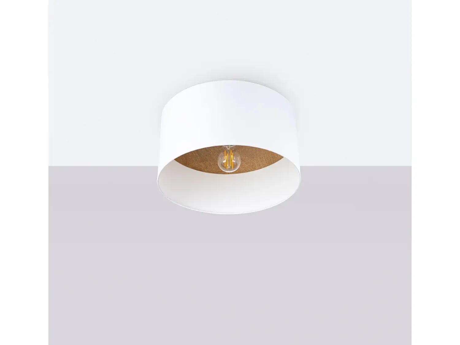 Sollux Lighting Plafón^Lámparas de techo Straylon escandinavo de tela/madera/acero - 1 fuentes luminosas 3000K - L.35 x A.20 cm - /marrón claro Blanco