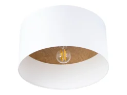 Sollux Lighting Plafón^Lámparas de techo Straylon escandinavo de tela/madera/acero - 1 fuentes luminosas 3000K - L.35 x A.20 cm - /marrón claro Blanco
