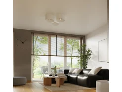 Sollux Lighting Plafón^Lámparas de techo Straylon escandinavo de tela/madera/acero - 1 fuentes luminosas 3000K - L.35 x A.20 cm - /marrón claro Blanco
