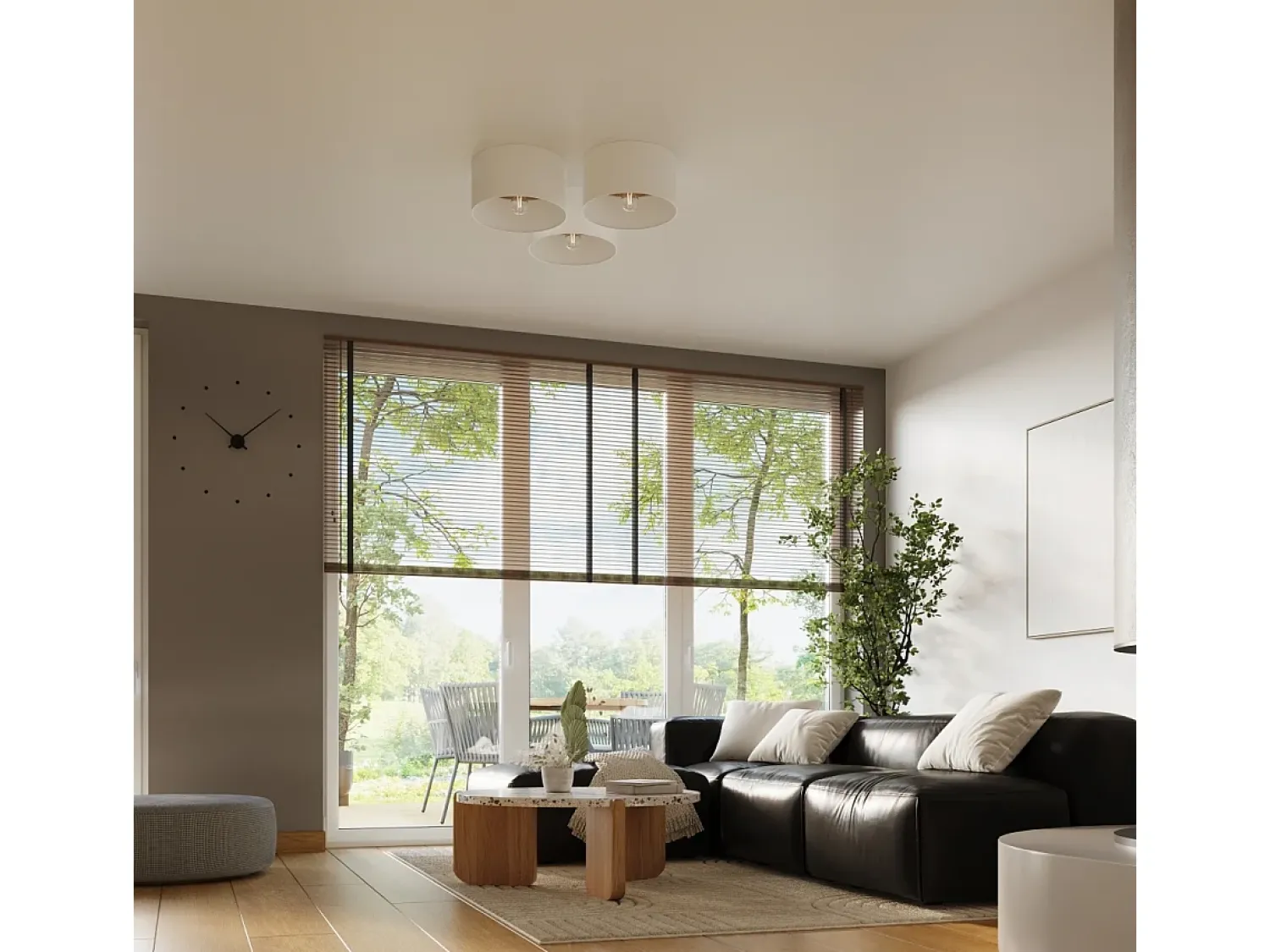 Sollux Lighting Plafón^Lámparas de techo Straylon escandinavo de tela/madera/acero - 1 fuentes luminosas 3000K - L.35 x A.20 cm - /marrón claro Blanco