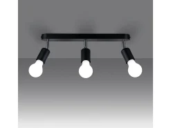 Sollux Lighting Plafón^Lámparas de techo Synfex minimalista de acero - 3 fuentes luminosas 4000K - L.40 x A.13,5 cm - Negro