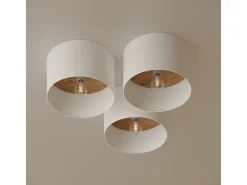 Sollux Lighting Plafón^Lámparas De Techo Telesto Escandinavo De Tela/Madera/Acero - 1 Fuentes Luminosas - L.35 X A.20 Cm - Blanco/Marrón Claro Marru00f3n / Blanco