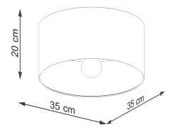 Sollux Lighting Plafón^Lámparas De Techo Telesto Escandinavo De Tela/Madera/Acero - 1 Fuentes Luminosas - L.35 X A.20 Cm - Blanco/Marrón Claro Marru00f3n / Blanco