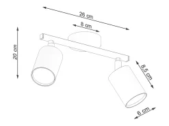 Sollux Lighting Plafón^Lámparas de techo Torim minimalista de acero - 2 fuentes luminosas 3000K - L.26 x A.20 cm - Negro