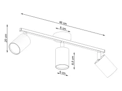 Sollux Lighting Plafón^Lámparas de techo Torim minimalista de acero - 3 fuentes luminosas 3000K - L.46 x A.20 cm - Negro