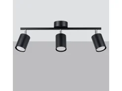 Sollux Lighting Plafón^Lámparas de techo Torim minimalista de acero - 3 fuentes luminosas 3000K - L.46 x A.20 cm - Negro