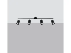 Sollux Lighting Plafón^Lámparas de techo Torim moderno de acero - 4 fuentes luminosas 3000K - L.100 x A.20 cm - Negro