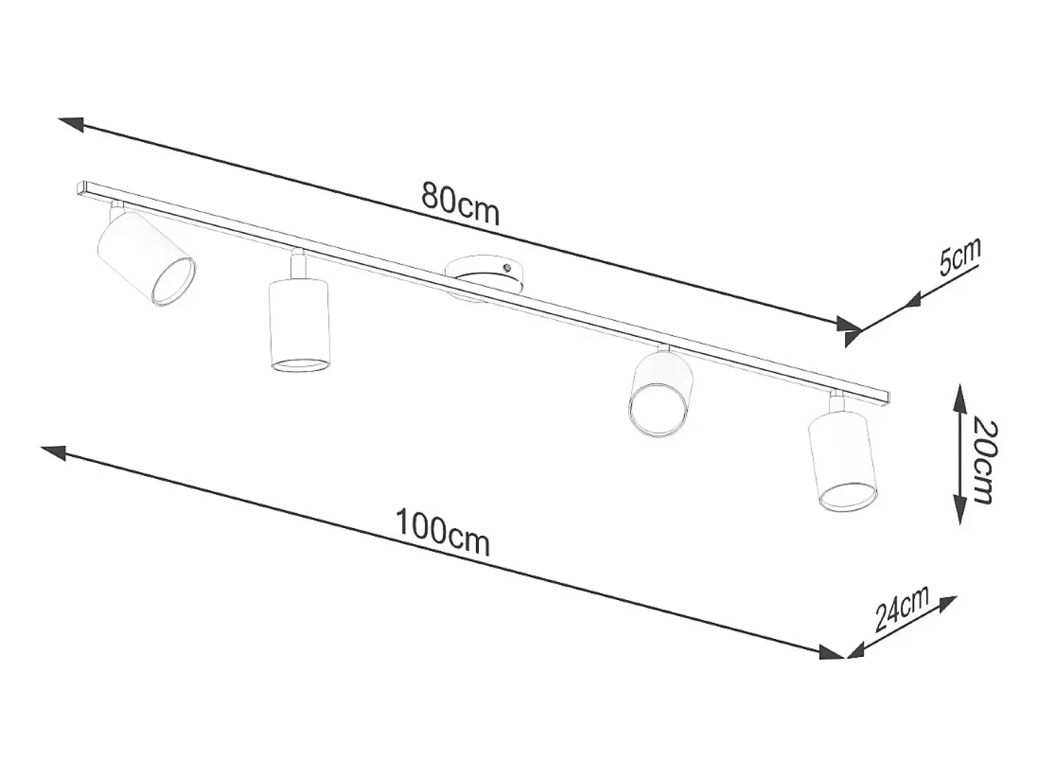 Sollux Lighting Plafón^Lámparas de techo Torim moderno de acero - 4 fuentes luminosas 3000K - L.100 x A.20 cm - Blanco