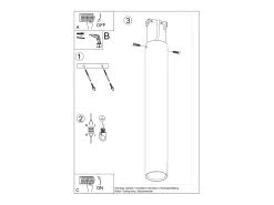 Sollux Lighting Plafón^Lámparas de techo Toris moderno de acero - 1 fuentes luminosas 3000K - L.6 x A.40 cm - Blanco