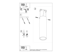 Sollux Lighting Plafón^Lámparas de techo Toris moderno de acero - 1 fuentes luminosas 4000K - L.6 x A.20 cm - Negro