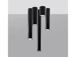 Sollux Lighting Plafón^Lámparas de techo Toris moderno de acero - 1 fuentes luminosas 4000K - L.6 x A.40 cm - Negro