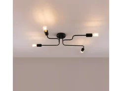 Best Sollux Lighting Lámparas De Techo Vector Industrial De Acero - 4 Fuentes Luminosas - L.78 X A.15,5 Cm - Negro