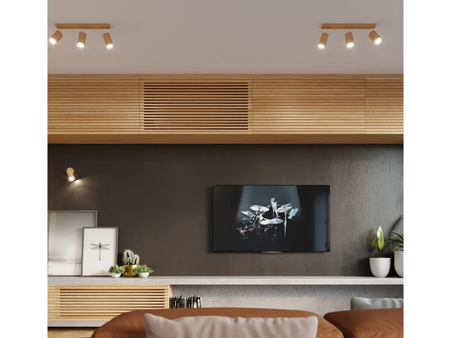 Sollux Lighting Plafón^Lámparas de techo Vorix escandinavo de madera - 3 fuentes luminosas 4000K - L.45 x A.20 cm - madera natural Color natural claro