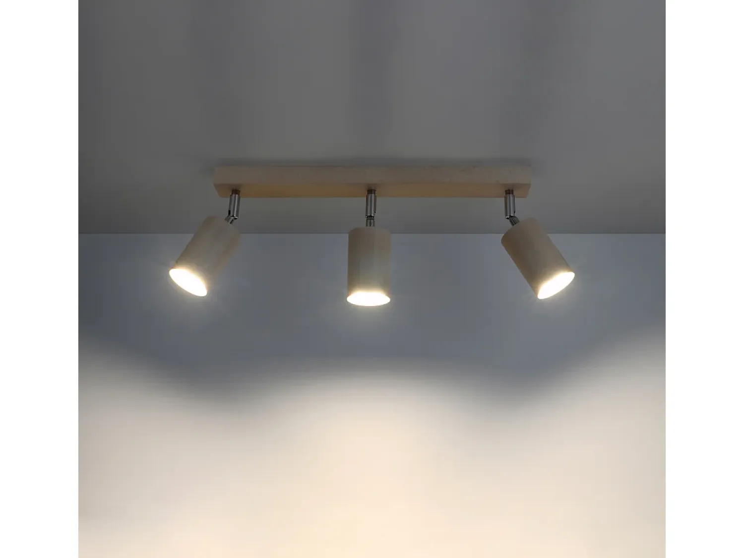 Sollux Lighting Plafón^Lámparas de techo Vorix escandinavo de madera - 3 fuentes luminosas 4000K - L.45 x A.20 cm - madera natural Color natural claro
