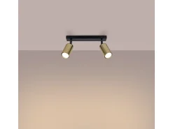 Clearance Sollux Lighting Lámparas De Techo Winx Moderno De Acero - 2 Fuentes Luminosas - L.30 X A.18,5 Cm - Oro Negro Negro / Dorado