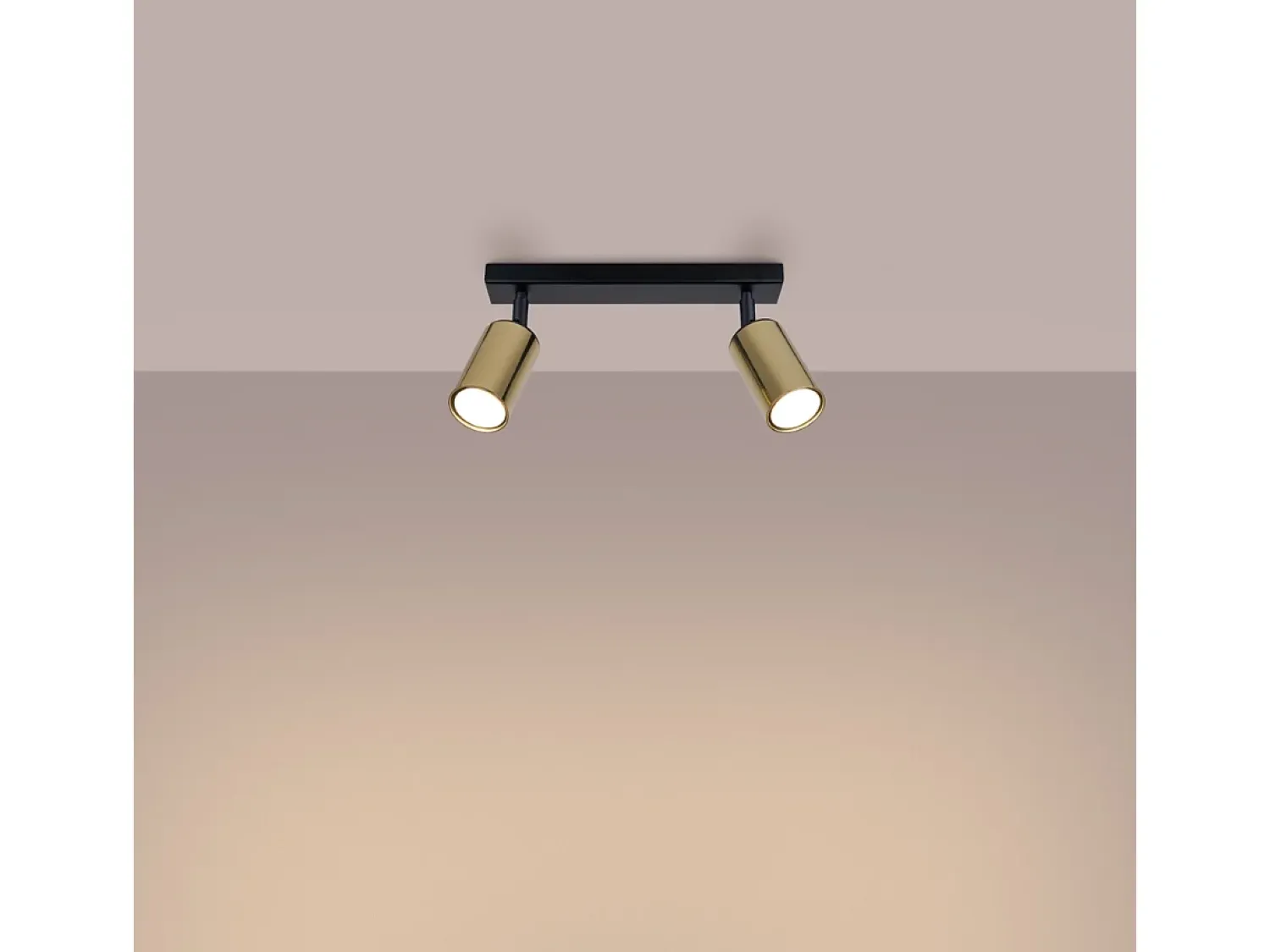 Clearance Sollux Lighting Lámparas De Techo Winx Moderno De Acero - 2 Fuentes Luminosas - L.30 X A.18,5 Cm - Oro Negro Negro / Dorado