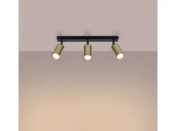 Sollux Lighting Plafón^Lámparas De Techo Winx Moderno De Acero - 3 Fuentes Luminosas - L.45 X A.18,5 Cm - Oro Negro Negro / Dorado