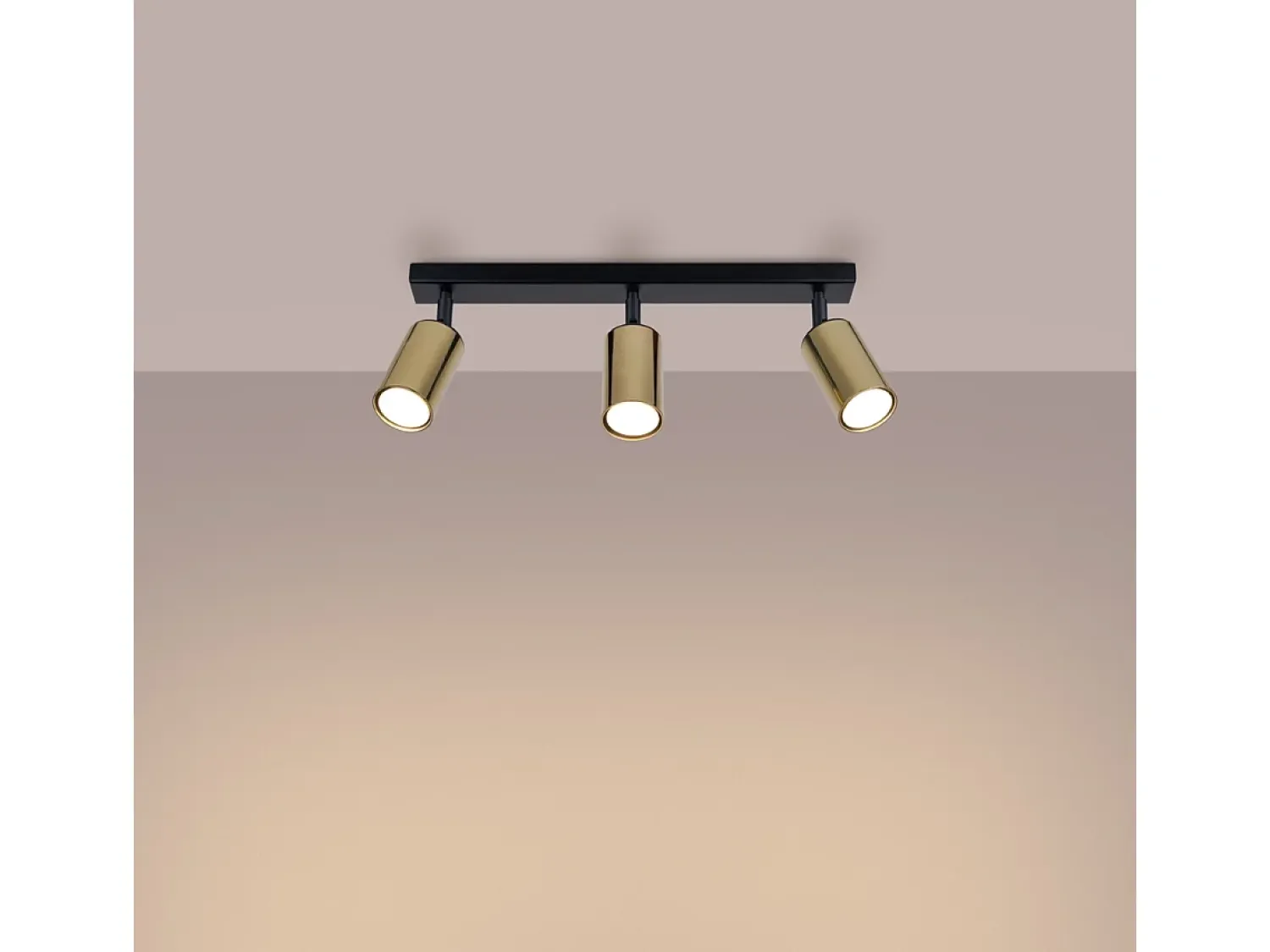 Sollux Lighting Plafón^Lámparas De Techo Winx Moderno De Acero - 3 Fuentes Luminosas - L.45 X A.18,5 Cm - Oro Negro Negro / Dorado