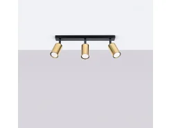 Sollux Lighting Plafón^Lámparas De Techo Winx Moderno De Acero - 3 Fuentes Luminosas - L.45 X A.18,5 Cm - Oro Negro Negro / Dorado