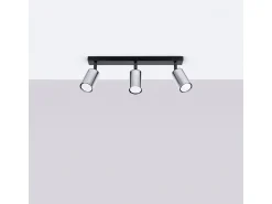 Sollux Lighting Plafón^Lámparas De Techo Winx Moderno De Acero - 3 Fuentes Luminosas - L.45 X A.18,5 Cm - /Cromo Negro