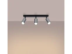 Sollux Lighting Plafón^Lámparas De Techo Winx Moderno De Acero - 3 Fuentes Luminosas - L.45 X A.18,5 Cm - /Cromo Negro