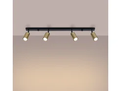 Best Sollux Lighting Lámparas De Techo Winx Moderno De Acero - 4 Fuentes Luminosas - L.82 X A.18,5 Cm - Oro Negro