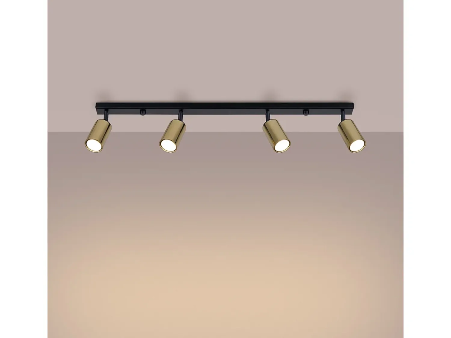 Best Sollux Lighting Lámparas De Techo Winx Moderno De Acero - 4 Fuentes Luminosas - L.82 X A.18,5 Cm - Oro Negro