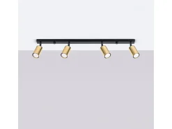 Best Sollux Lighting Lámparas De Techo Winx Moderno De Acero - 4 Fuentes Luminosas - L.82 X A.18,5 Cm - Oro Negro