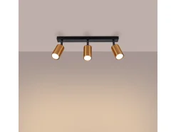Lámparas De Techo Winx Moderno De Acero - 3 Fuentes Luminosas - L.45 X A.18,5 Cm - Negro/Cobre