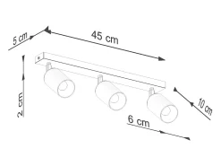 Lámparas De Techo Winx Moderno De Acero - 3 Fuentes Luminosas - L.45 X A.18,5 Cm - Negro/Cobre