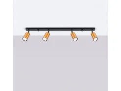 Outlet Sollux Lighting Lámparas De Techo Winx Moderno De Acero - 4 Fuentes Luminosas - L.82 X A.18,5 Cm - Negro/Cobre Negro / Cobrizo
