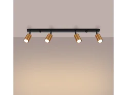 Outlet Sollux Lighting Lámparas De Techo Winx Moderno De Acero - 4 Fuentes Luminosas - L.82 X A.18,5 Cm - Negro/Cobre Negro / Cobrizo
