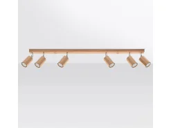 Sollux Lighting Plafón^Lámparas de techo Xenor escandinavo de madera - 6 fuentes luminosas 3000K - L.120 x A.20 cm - roble Marru00f3n