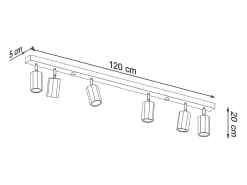 Sollux Lighting Plafón^Lámparas de techo Xenor escandinavo de madera - 6 fuentes luminosas 3000K - L.120 x A.20 cm - roble Marru00f3n