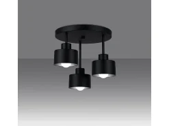 Sollux Lighting Plafón^Lámparas de techo Zavros moderno de acero - 3 fuentes luminosas 4000K - L.32 x A.29 cm - Negro