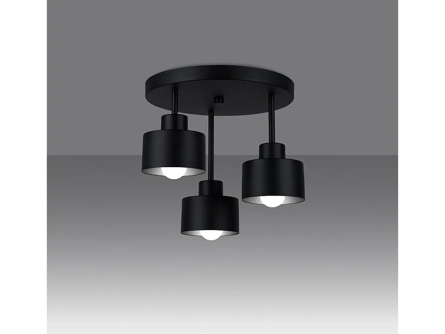 Sollux Lighting Plafón^Lámparas de techo Zavros moderno de acero - 3 fuentes luminosas 4000K - L.32 x A.29 cm - Negro