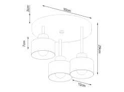 Sollux Lighting Plafón^Lámparas de techo Zavros moderno de acero - 3 fuentes luminosas 4000K - L.32 x A.29 cm - Negro