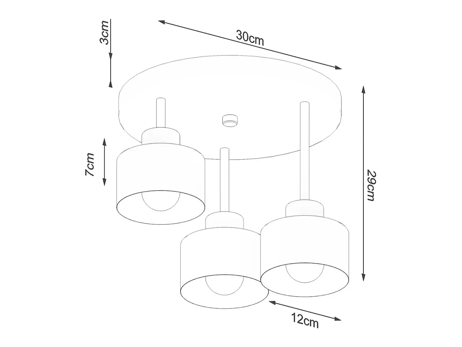 Sollux Lighting Plafón^Lámparas de techo Zavros moderno de acero - 3 fuentes luminosas 4000K - L.32 x A.29 cm - Negro
