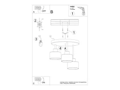 Sollux Lighting Plafón^Lámparas de techo Zavros moderno de acero - 3 fuentes luminosas 4000K - L.32 x A.29 cm - Negro