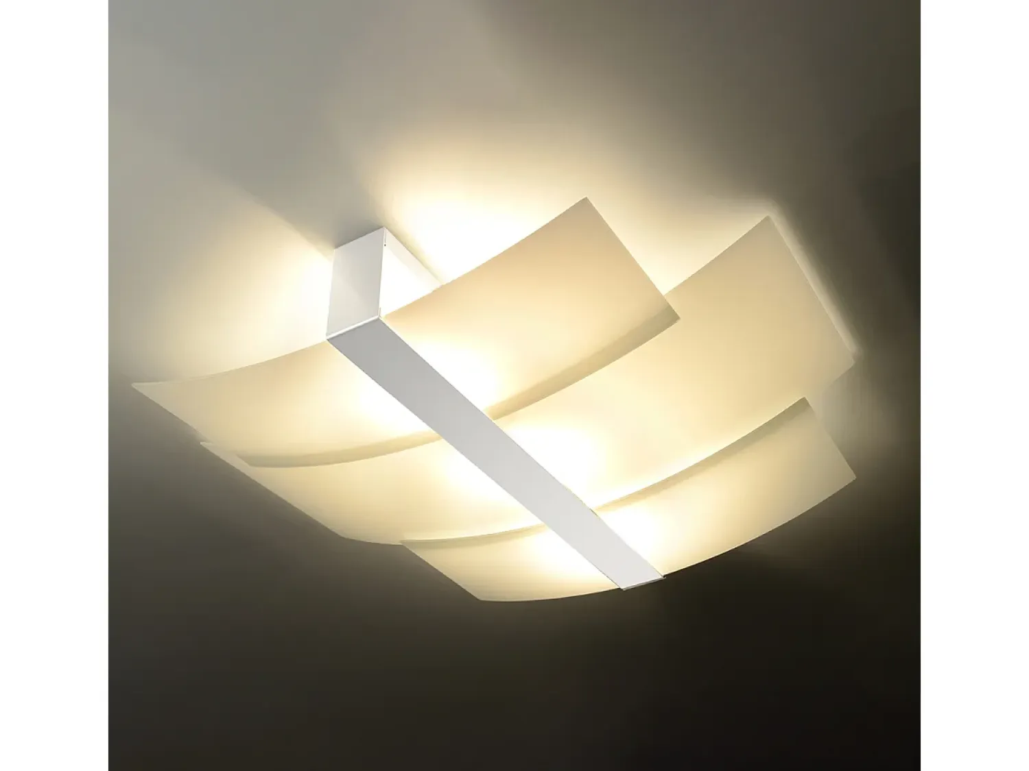 Sollux Lighting Plafón^Lámparas de techo Zelora moderno de acero/vidrio - 3 fuentes luminosas 4000K - L.61 x A.7 cm - Blanco