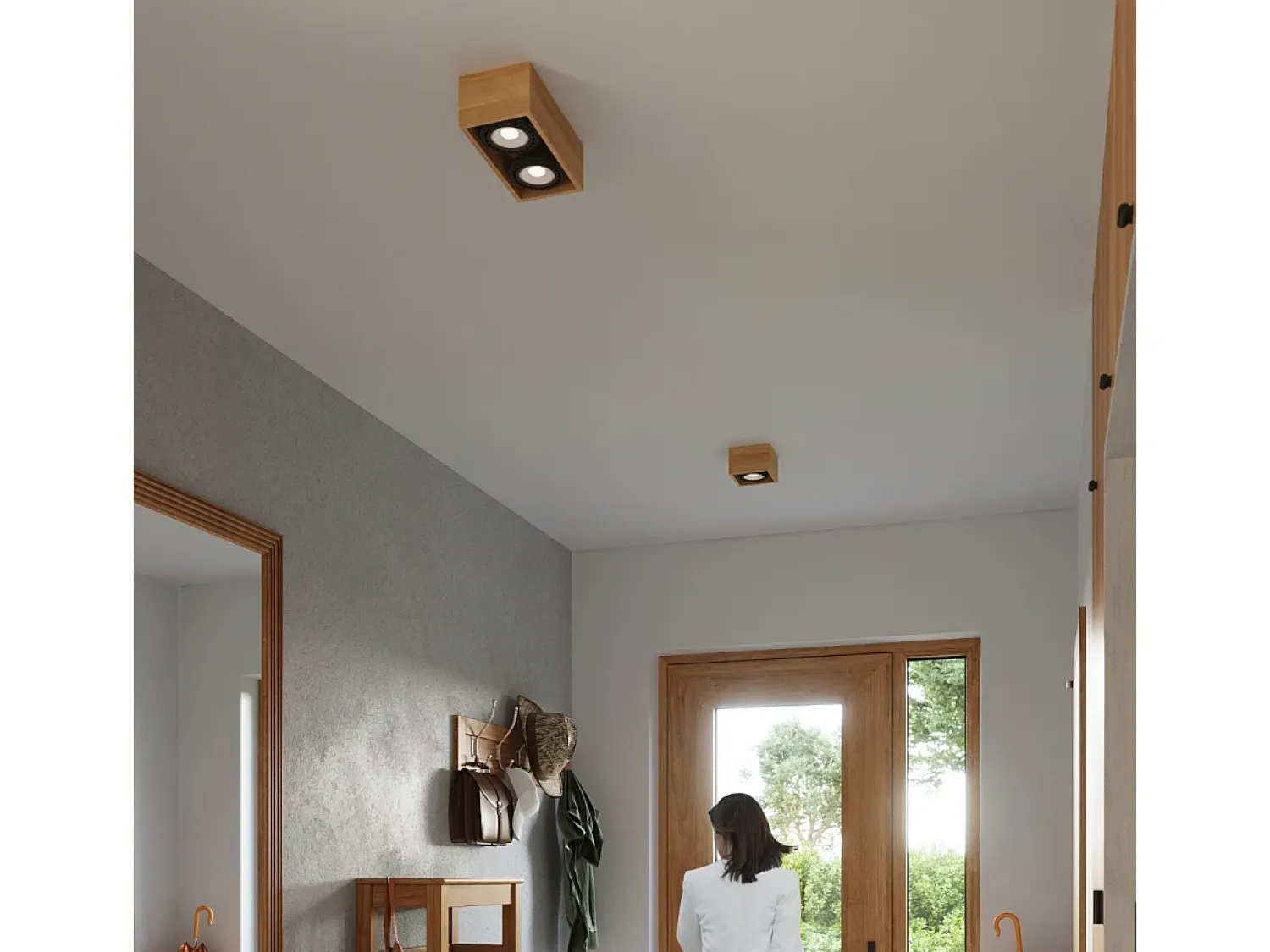 Sollux Lighting Plafón^Lámparas de techo Zentra escandinavo de madera - 1 fuentes luminosas 3000K - L.14 x A.10 cm - madera natural Color natural claro