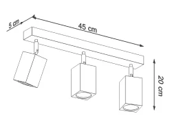 Sollux Lighting Plafón^Lámparas de techo Zezu escandinavo de madera - 3 fuentes luminosas 4000K - L.45 x A.20 cm - roble Marru00f3n