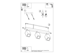 Sollux Lighting Plafón^Lámparas de techo Zezu escandinavo de madera - 3 fuentes luminosas 4000K - L.45 x A.20 cm - roble Marru00f3n