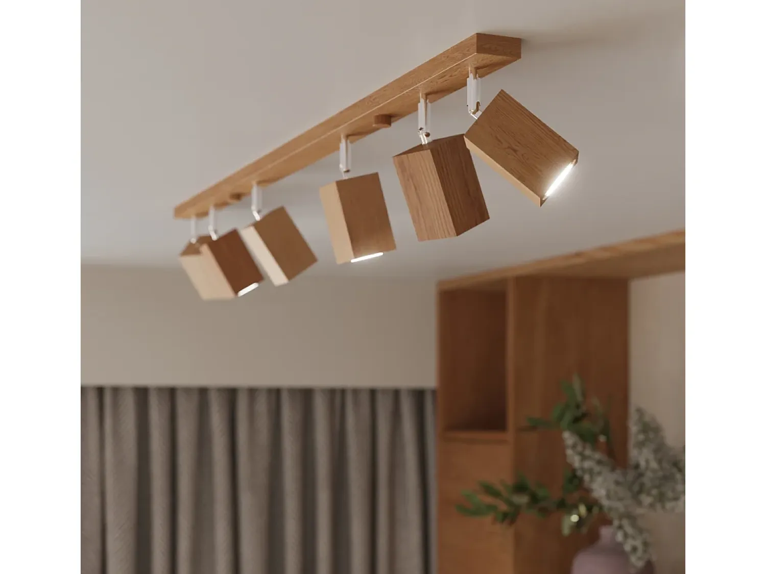 Sollux Lighting Plafón^Lámparas de techo Zezu escandinavo de madera - 3 fuentes luminosas 4000K - L.45 x A.20 cm - roble Marru00f3n