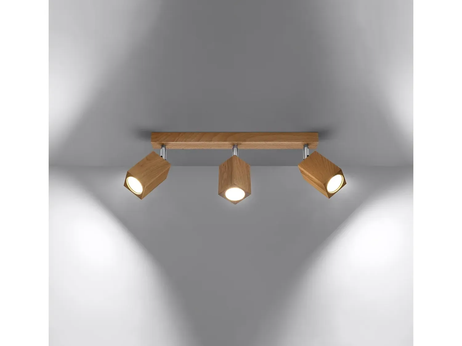 Sollux Lighting Plafón^Lámparas de techo Zezu escandinavo de madera - 3 fuentes luminosas 4000K - L.45 x A.20 cm - roble Marru00f3n