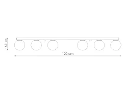 Sollux Lighting Plafón^Lámparas de techo Zynfi moderno de acero/vidrio - 6 fuentes luminosas 3000K - L.120 x A.14,5 cm - Negro