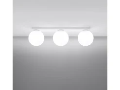 Best Sollux Lighting Lámparas de techo Zynfi moderno de acero/vidrio - 3 fuentes luminosas 4000K - L.50 x A.14,5 cm - Blanco