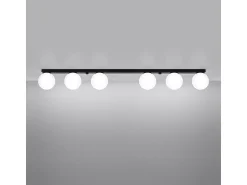 Sollux Lighting Plafón^Lámparas de techo Zynfi moderno de acero/vidrio - 6 fuentes luminosas 4000K - L.120 x A.14,5 cm - Negro