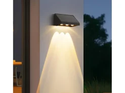 Sale NETTLIFE Lámparas solares para exteriores - 2 apliques solares LED de pared para exteriores, 3000 K, blanco cálido Negro